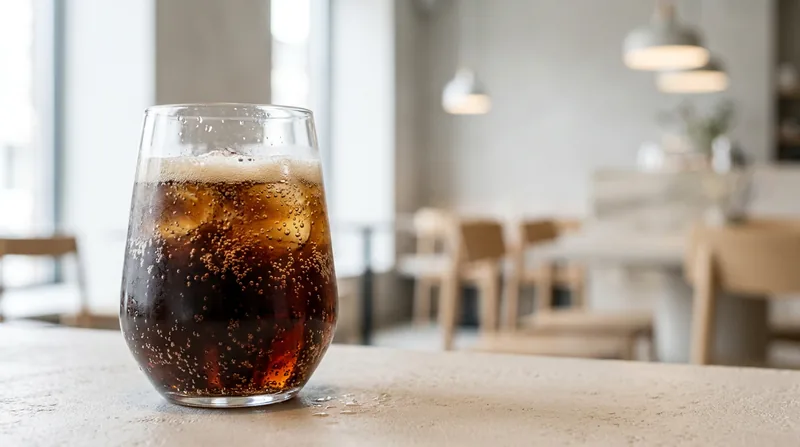 Glass of cola with ice