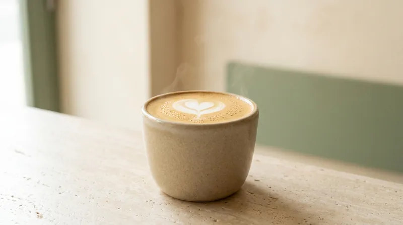 Flat white coffee in a cup