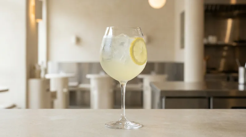 Limoncello spritz with a lemon slice