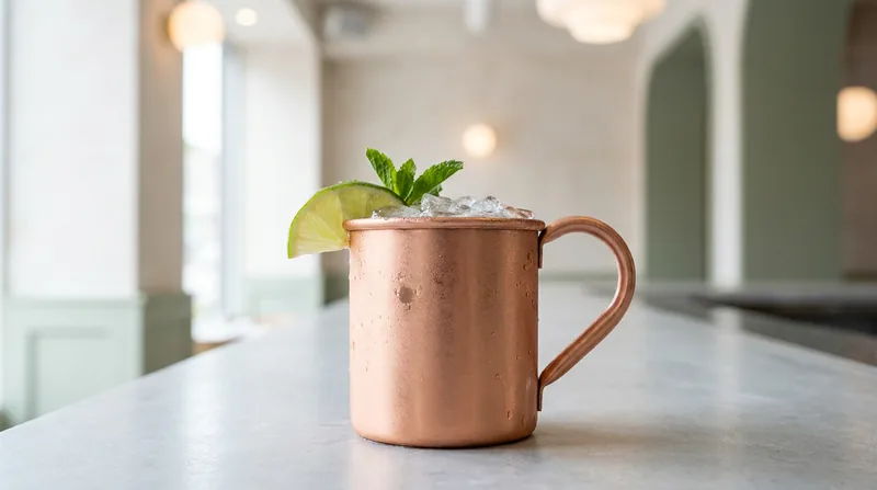 Moscow mule in a copper mug