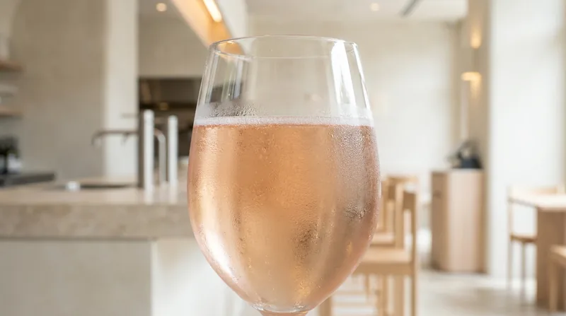Glass of chilled rosé wine