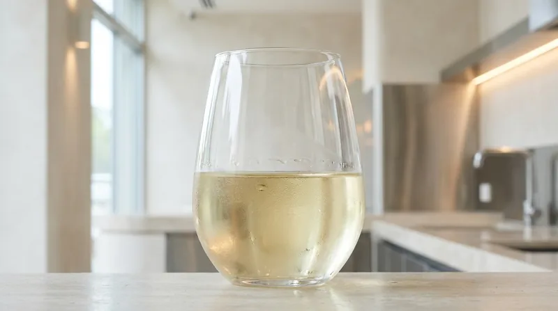 White wine in a stemless glass