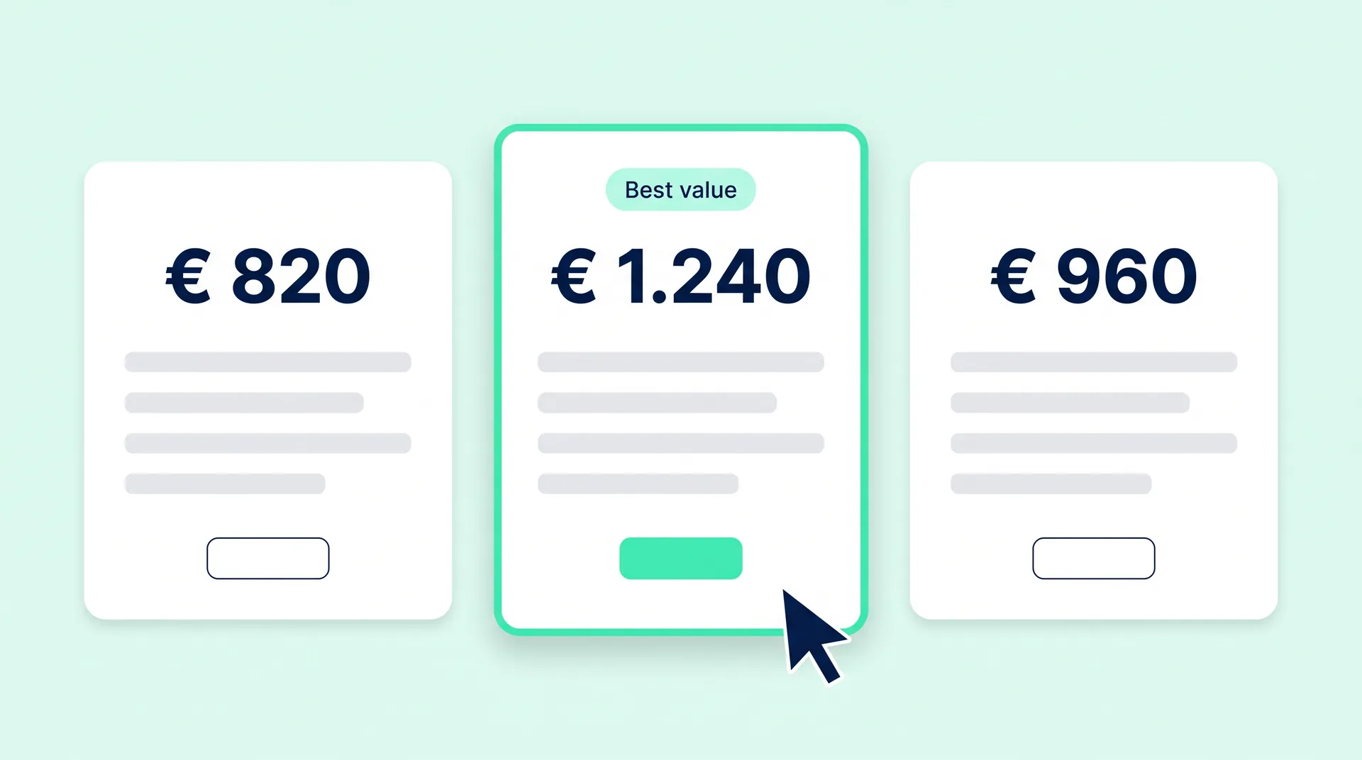 Comparing three drinks supplier proposals side by side with best value highlighted