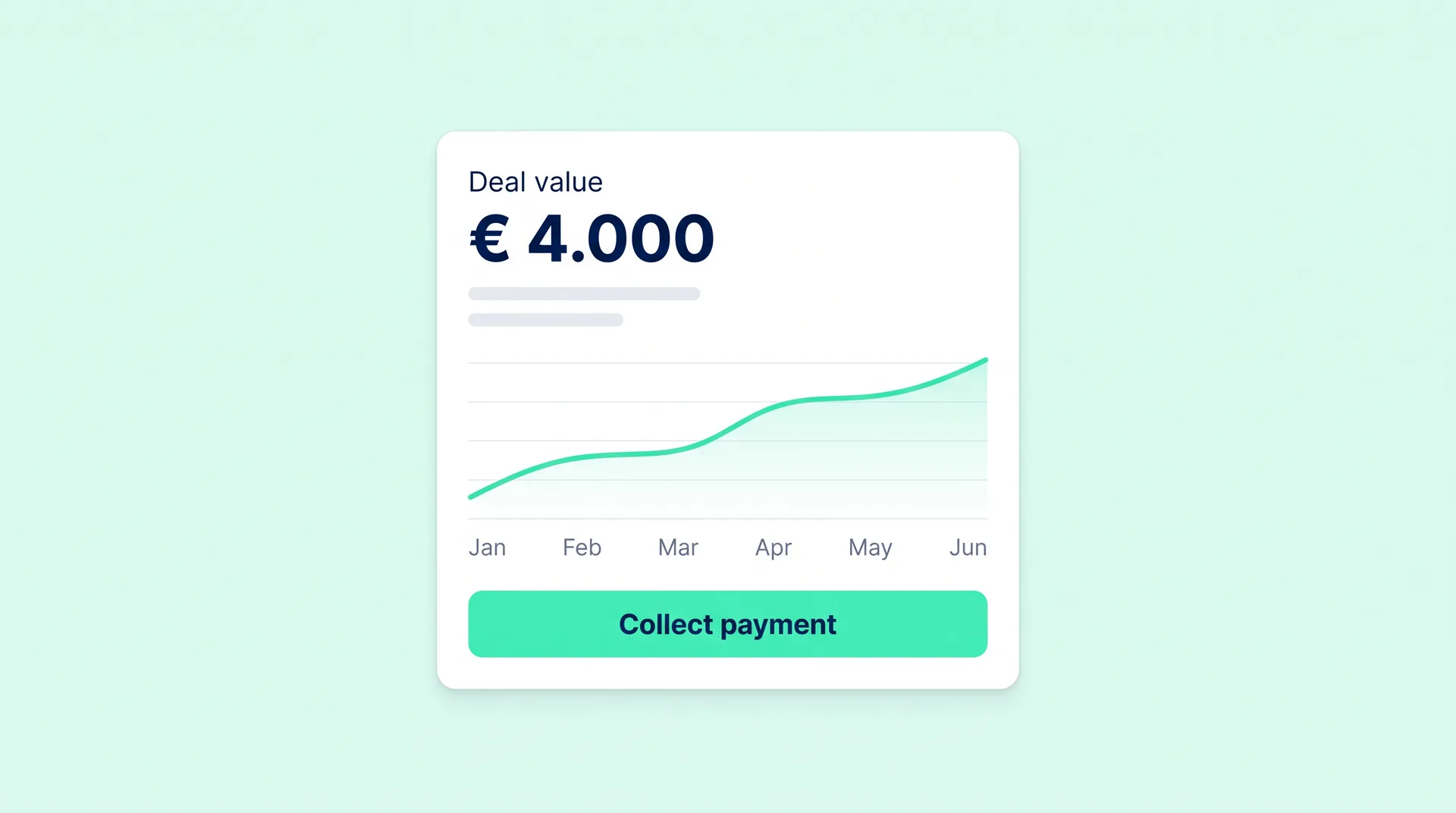 Deal value chart over six months with a collect-payment button