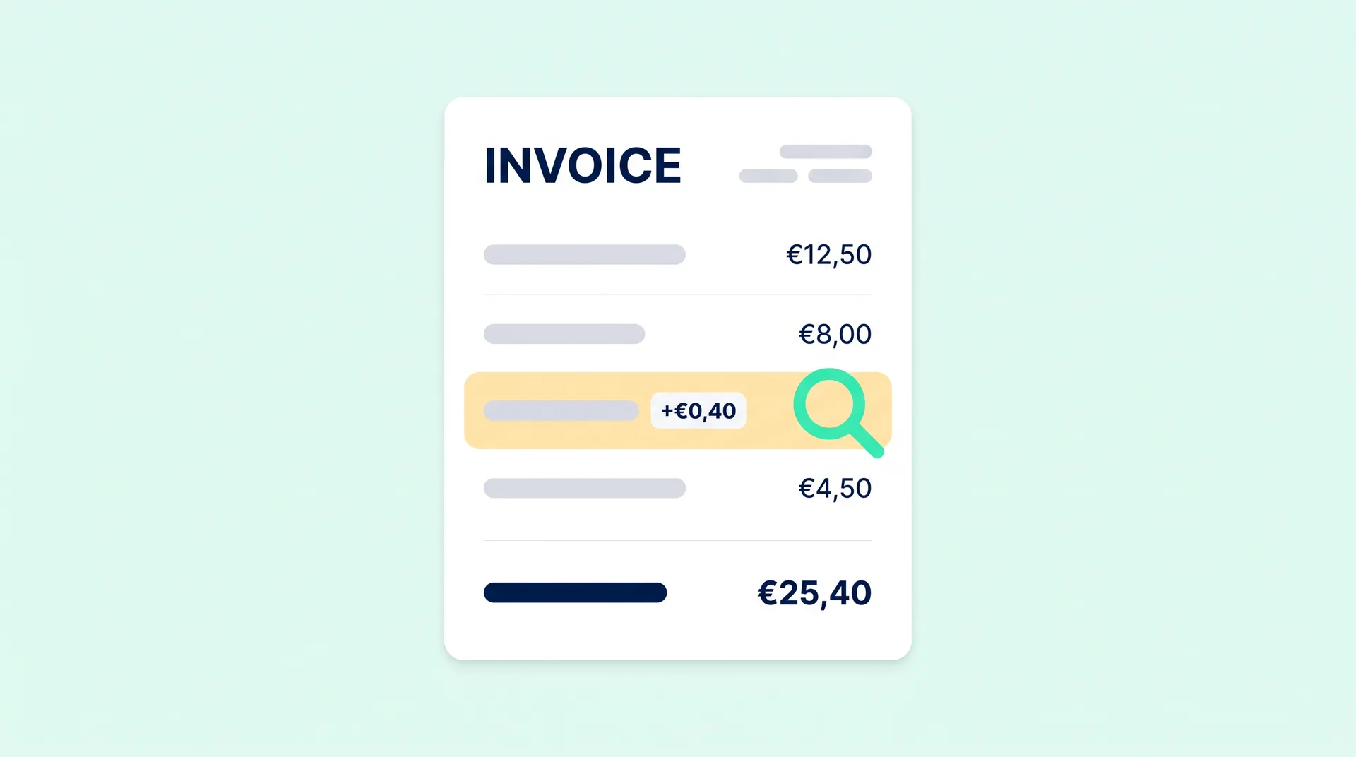Invoice check flagging a price discrepancy on a line item