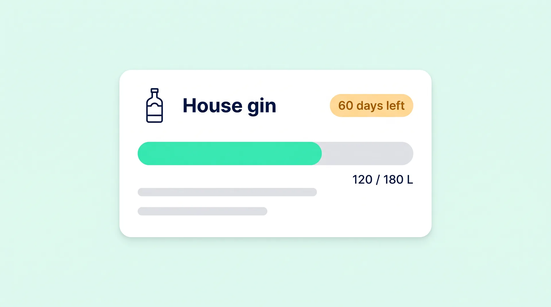 Volume target progress bar for house gin with days remaining